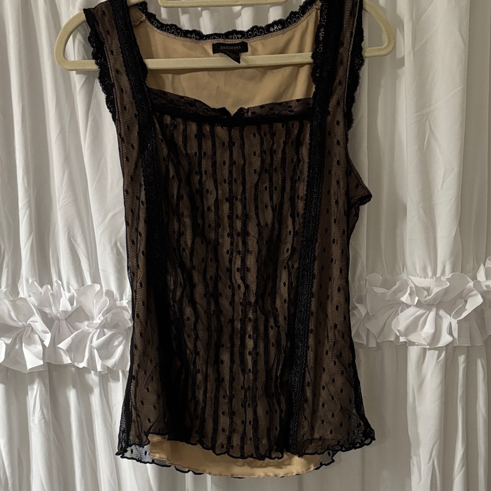 Sheer Black Polka Dot Overlay Tank